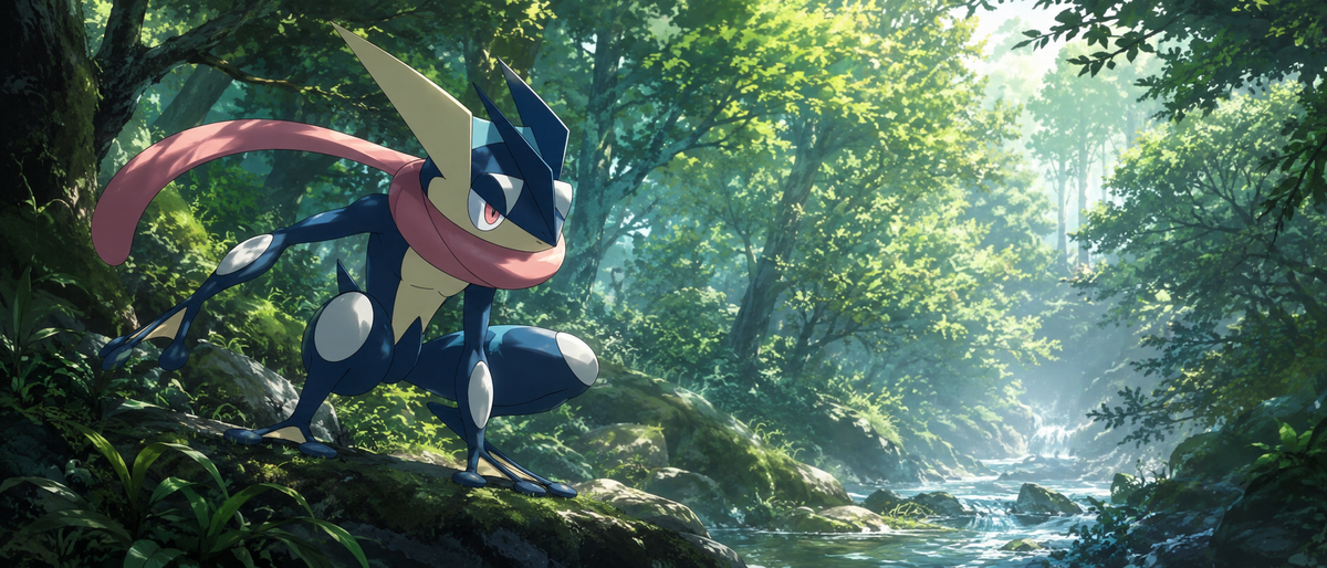 Greninja in een bos - Top 10 duurste Pokémon kaarten uit Chaos Rising