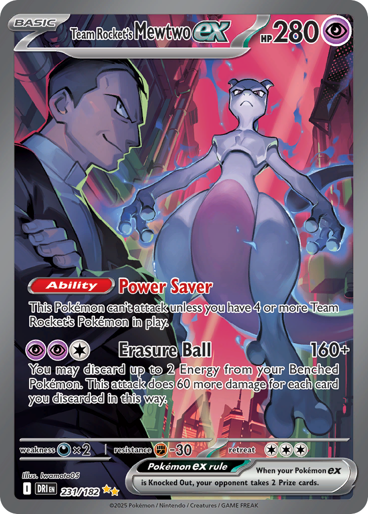 Team Rocket’s Mewtwo ex 199/165 – Special Illustration Rare – Destined Rivals Pokémon TCG kaart